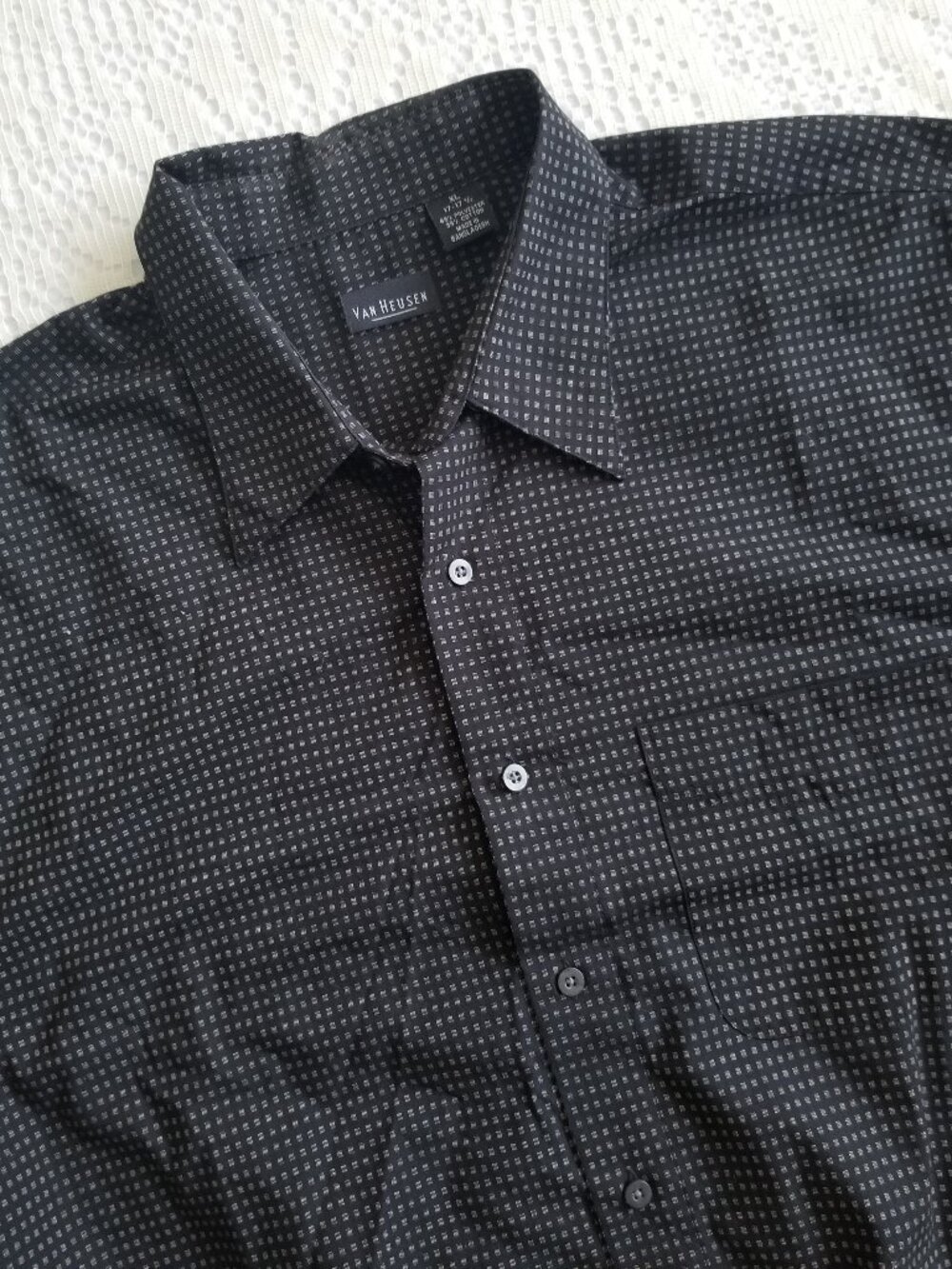 Micro Pattern Check Long Sleeve Button Up Shirt Size XL